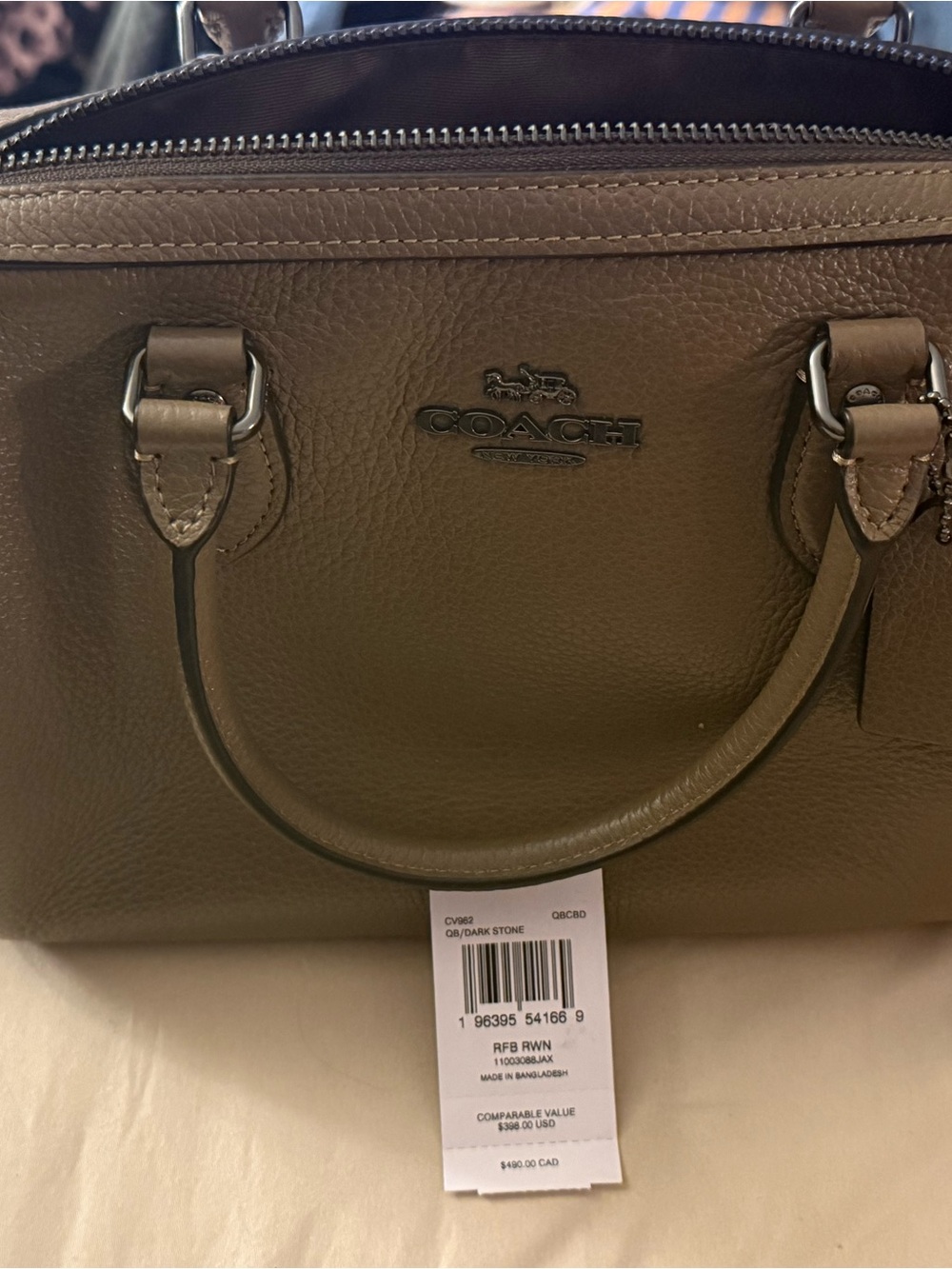Coach Dark Stone Pebbled Leather Satchel with Gunmetal Hardware